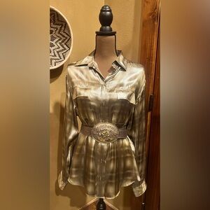 SOLD Ralph Lauren Purple Label Metallic Plaid Button Up Size 10